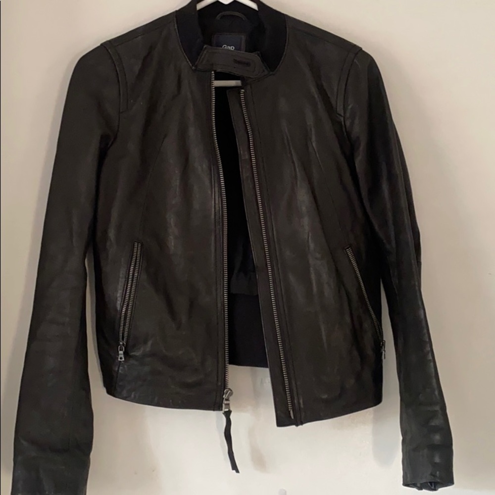 Gap Leather Motorcycle Jacket - Small - image 1